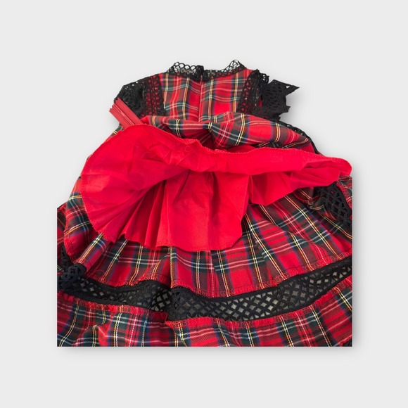 Trish Scully Child Girls Plaid Lace Dress Party Holiday Size 2 Red - Picture 4 of 4